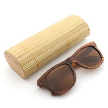 Zebra Wood UV400 Outdoor Polarized Sunglasses Handmade Retro Cycling Sunglasses For Men Women - Coffee
