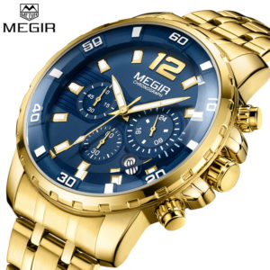 megir watches megir sport quartz men watch gold