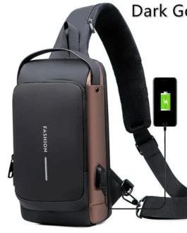 Men's anti-theft chest bag with USB charging port - front view
