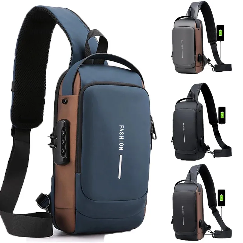 Men's Anti-Theft Chest Bag with USB Charging Port - Adjustable Strap - Image 3